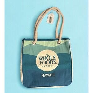 Whole Foods Market Hawaii Reusable Kahala Tote Bag Rope Handle Organic Cotton